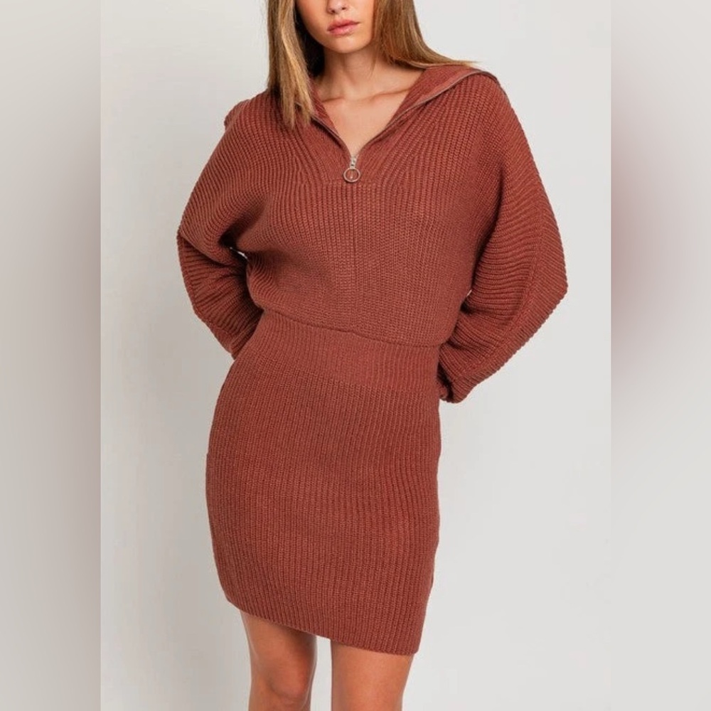 Le Lis Rust Long Sleeve Dress